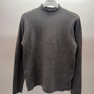 Latium HC06 레이스 배색 따뜻하고 깔끔한 랄랄라 반목폴라 기모 쫄 니트티 T2611sw02DG