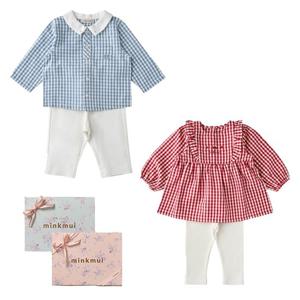 M밍크뮤D (쌍둥이선물)26SS 체크우븐 스트로베리우븐상하복 (36113610030)