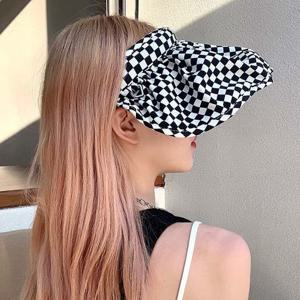 피크닉 해변 양산모자 햇빛가리개 썬캡 이쁜체크