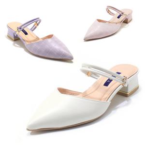 [세라] 여성 투웨이 슬링백 뮬 S24M001 크림 스킨 연보라 4CM