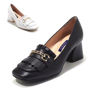 [세라] 구두 여성화 골드 체인 태슬 통굽 로퍼 S24P014 블랙 화