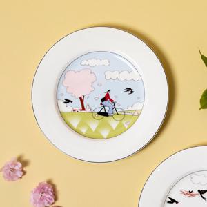 한국도자기 곽명주 자전거(Blue) 플레이트 1p