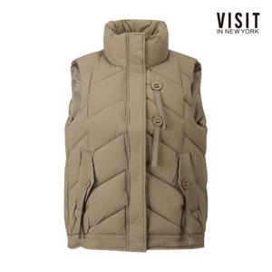 비지트인뉴욕  V자 퀄팅 버튼 포인트 패딩 베스트 (V5CVE10)