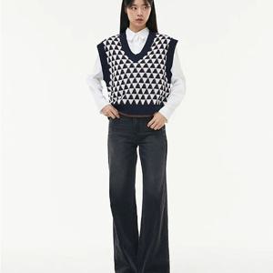 [랩]MARIO오버핏 브이넥 패턴 니트 베스트 AP4KVA64