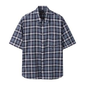 [커스텀멜로우]네이비 체커드 하프 셔츠 CWSAM25302NYX