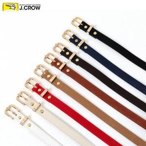 스퀘어라운드버클 골드라인 여성 가죽 벨트 (JCBT15S-SGO09)