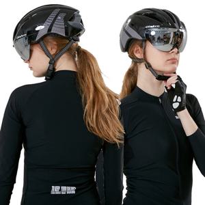 에어로 고글 자전거헬멧+미러고글/블랙그레이(유광)