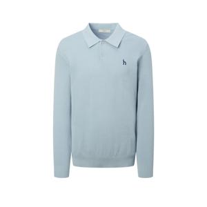 헤지스 남성 25SS 스카이 블루 쿨코튼 마이크로 조직 카라 니트 HZSW5A232B2