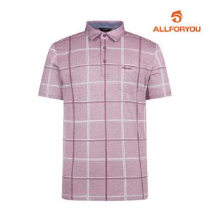 [올포유] 남성 남성 체크 프린트 카라 반팔 티셔츠 AGTYM3321-403