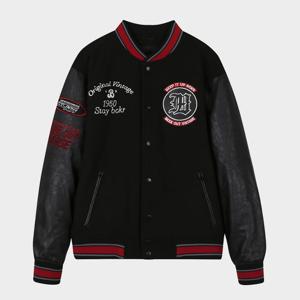 [버커루]남성 인조가죽 배색 바시티 패딩 점퍼 B234JP350P