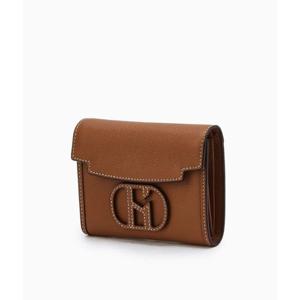 [헤지스ACC] 브라운 H패치 소가죽 반지갑 HIWA5F529W2