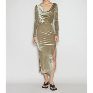 26 SS 헬무트랭 코울넥 사이드 스플릿 스트레치 벨벳 미디 드레스 N07HW601 y4e