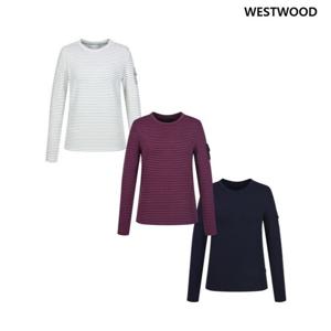 [웨스트우드] 여성 스트라이프 라운드티셔츠 (3컬러) WP3WTTR402