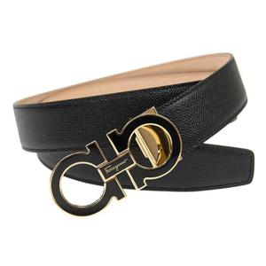 페라가모 25SS 블랙 금장 더블 간치니 벨트 블랙 67-9750 0743703