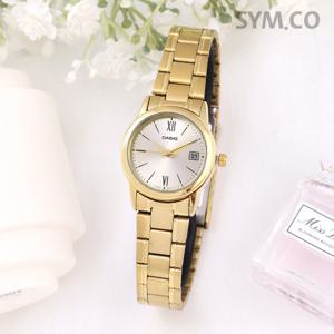 카시오 LTP-V002G-9B3 데일리 심플 금장 정장 여자 메탈 시계 d