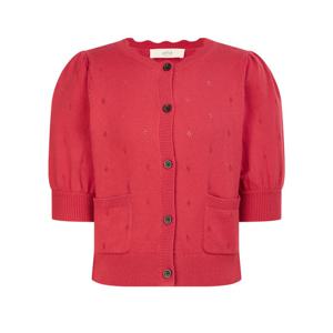 아떼 바네사브루노 25SS 스테디셀러 레드 펀칭배색 면 반팔가디건 WVSW5B765R2