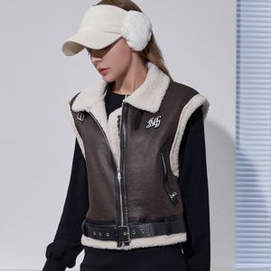 [르니앤맥코이골프] 여성 르니 와펜 벨트 세트 인조 무스탕 베스트 FN02MV700WL