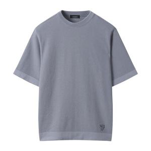 [커스텀멜로우]그레이 텍스처 하프 라운드 넥 스웨터 CWWAM25422GYX