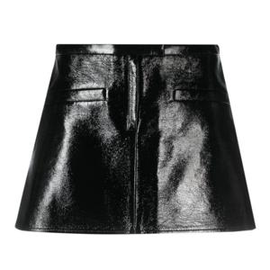 쿠레쥬 더블 슬릿 빈닐 A라인 미니 스커트 323CJU116VY00149999