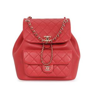 샤넬 코랄레드 듀마 퀼팅 백팩 AS3618