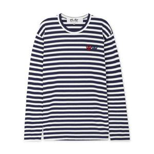 꼼데가르송 남성 더블 하트 와펜 네이비 긴팔티 AZ T228 051 1