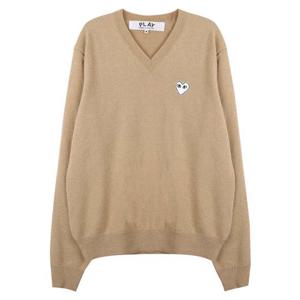 꼼데가르송플레이 화이트 하트 브이넥 니트 AX-N064-051-2