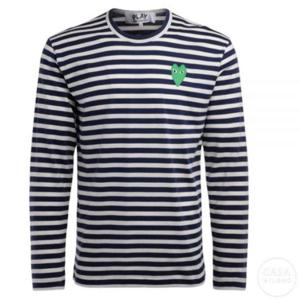 꼼데가르송 스트라이프 로고 긴팔 티셔츠 네이비 AX T052 051 1 P1T052 AZ