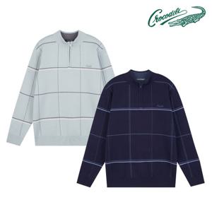 [크로커다일] 체크 하프 집업 니트 CDAA8KR4332