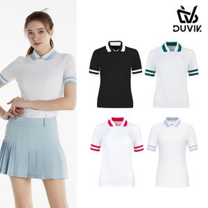 듀빅 여성 라운드 5부 카라 반팔티셔츠 DD2WTS110