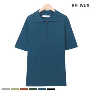 빌리버스 남자 반팔티 린넨 카라 반집업 니트 티셔츠 BRV106