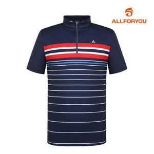 [올포유] 남성 스트라이프 반집업 반팔 티셔츠 AMTHL4171-915