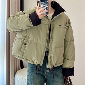 [베나프]안감 배색 겨울 루즈핏 숏패딩_BI4JP006