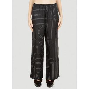 26 SS 토템 Monogram 로고 모노그램 자수 실크 팬츠 블랙 213 255 707 925