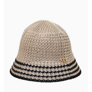 [헤지스ACC] 베이지 라인배색 면혼방 벙거지모자 HIHE5F110I2