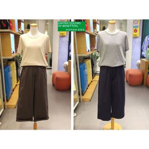 베네통 (BAPT97541)2COL 버튼 밴딩 배기팬츠