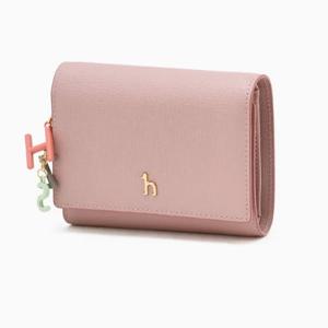 [헤지스ACC] 핑크 참장식 소가죽 3단 반지갑 HIWA5F625P2