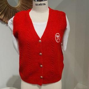 르피타 HC06 리본자수 금장 꽈베기 조끼(레드) L244UVTA06