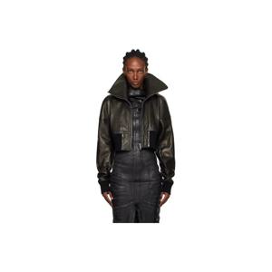 25 FW 릭오웬스 여성 블랙 콘코르디안 드라큐칼라 크롭 가죽 재킷 252232F064020