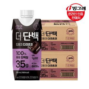 빙그레 더단백 드링크 다크초코 330ml 24개 /프로틴/단백질음료