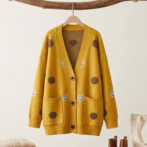 [넬리]스마일도트 브이넥 니트가디건_NC4GD007