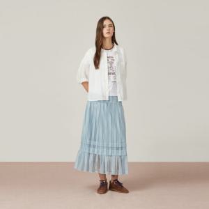 [듀엘]엠브로이더리 밴딩 레이스 스커트  D253MSD006