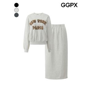 [GGPX]레오파드 레터링 기모 맨투맨 투피스 (GPCST008F)