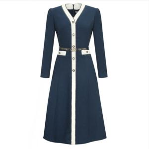 [미니멈]라인 배색 A라인 원피스 (MYAAWO1030DV)_IC