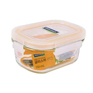 글라스락 사각 라운드 밀폐용기 150ml 1P 찬통 김치통 글라스락반찬통 글라스락김치통 유리반찬통 유리밀폐용기 유리김치통 유리찬합