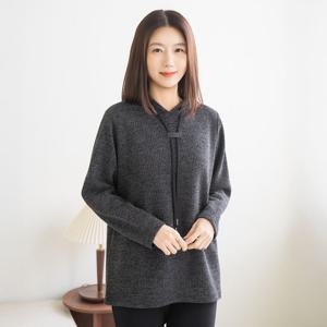 엄마옷 마담4060 레더라벨후드티셔츠 여성 데일리 -ZTE2601003-