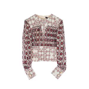 [엘러브] 새상품 루이비통 로멘틱 블라우스 38 레드/아이보리 6ET0129