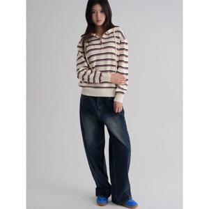 (356151SM60) [에잇세컨즈] 스트라이프 반집업  아이보리