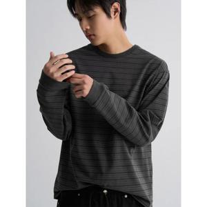 (456Z41SC24) [에잇세컨즈] 가먼트다잉 스트라이트 티셔츠  애쉬