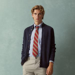 [브룩스브라더스] 코튼 립 모크넥 가디건 (네이비) (BBWCMMF401)
