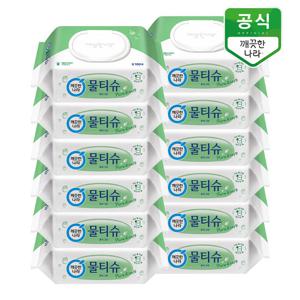 깨끗한나라 물티슈 퓨어 그린 캡형 100매 x 12팩